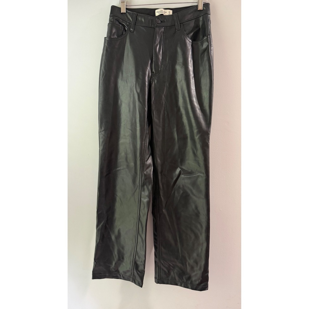 Abercrombie & Fitch 90s Relaxed Jean Womens 27/4 Black Curve Love Faux Leather